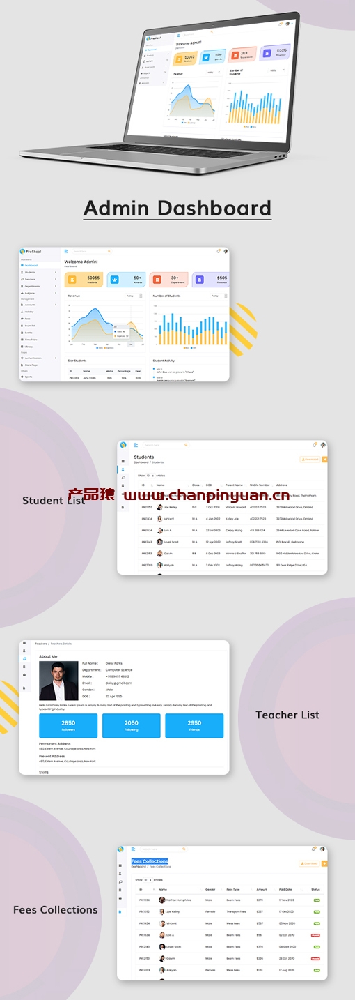 PreSkool学校管理系统页面前端HTML模板