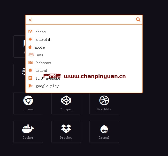 HTML5图标分类下拉搜索框代码