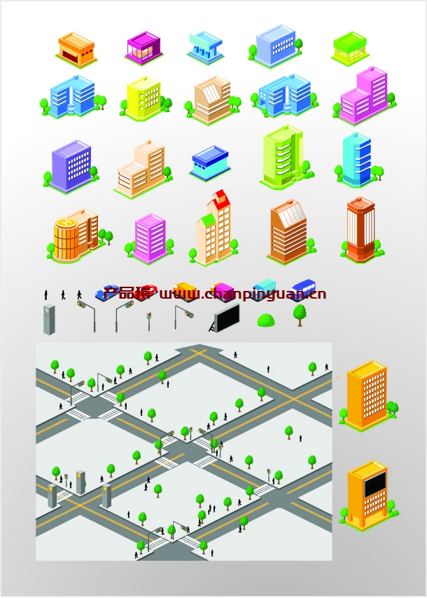 城市建设元素矢量素材下载