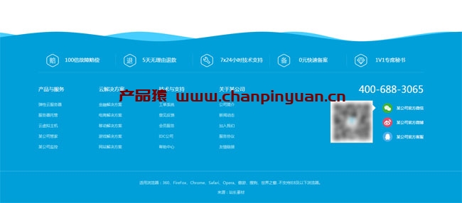 jQuery网站底部动态波浪背景特效