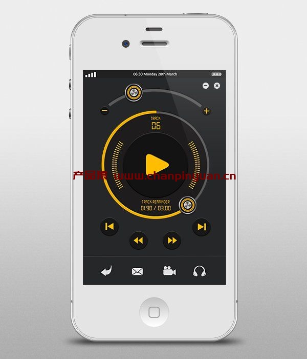 iPhone音乐媒体应用界面设计PSD素材下载