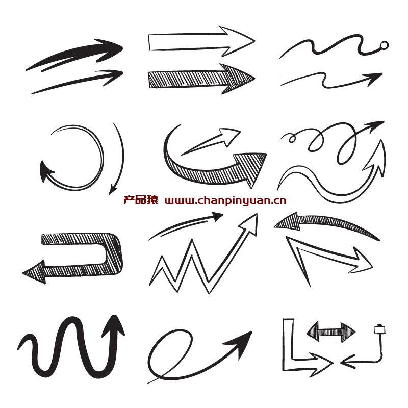 12个手绘风格的箭头矢量素材