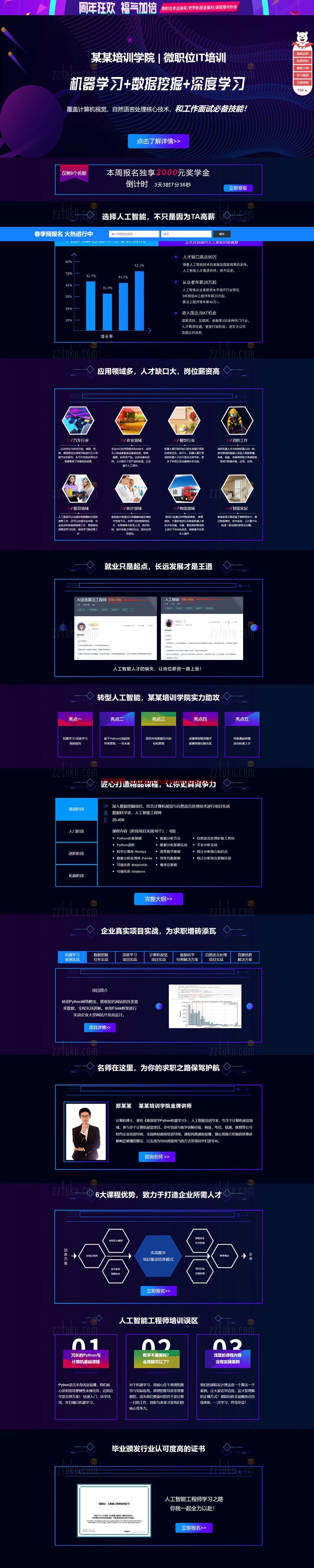 人工智能IT培训类落地页宣传页/专题页/单页模板