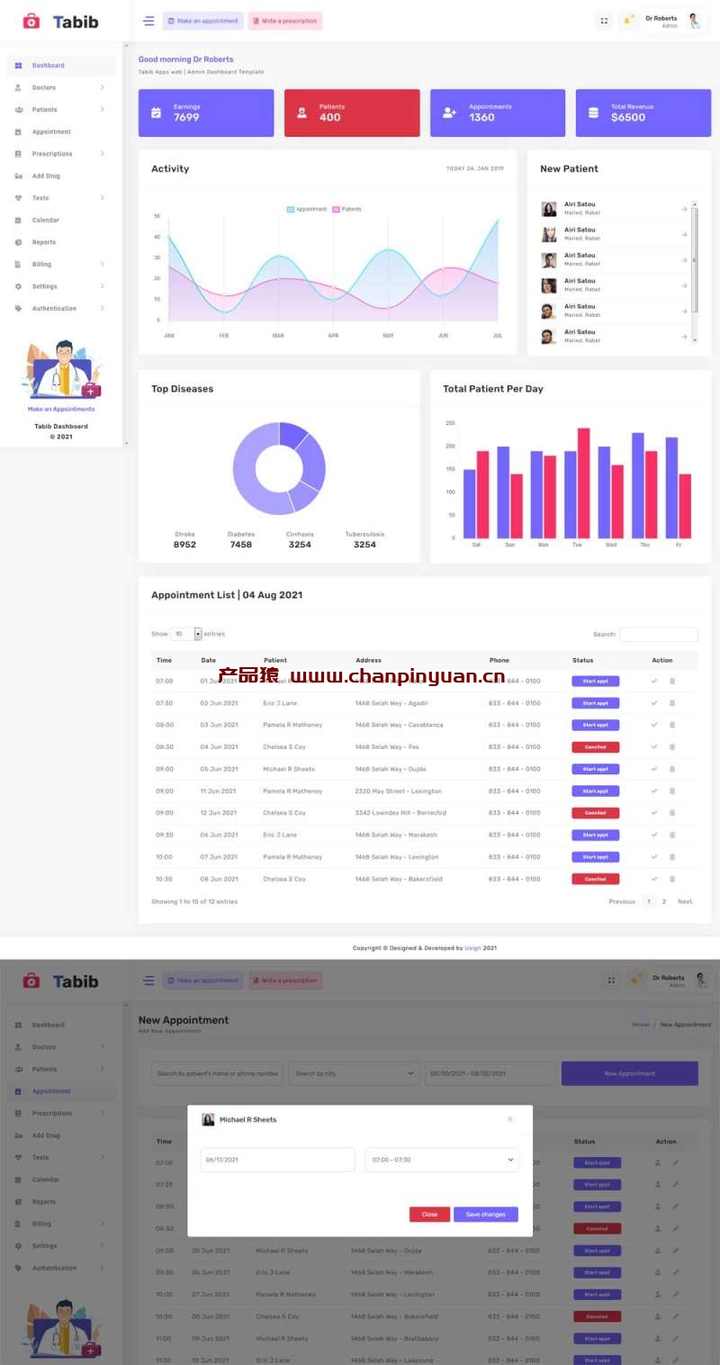 医院患者管理OA系统框架模板