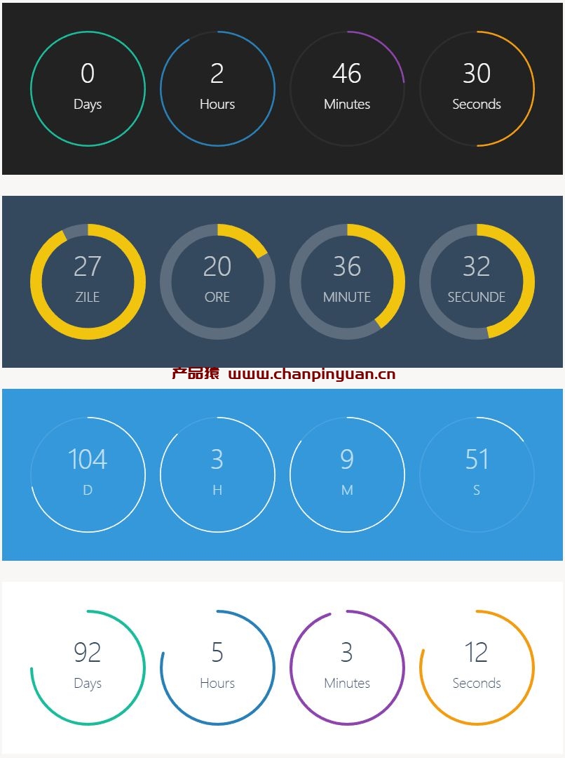 HTML5多款圆形进度条倒计时插件