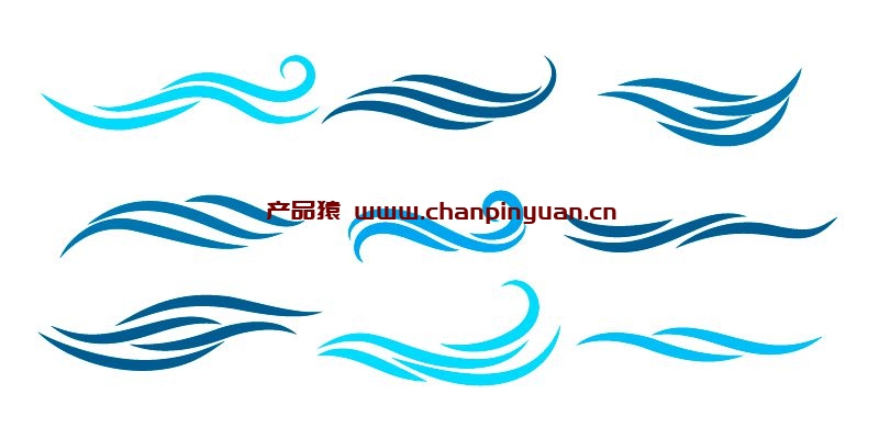 九个简单的波浪 logo 矢量素材